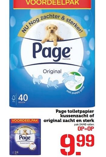 Aanbiedingen Page toiletpapier kussenzacht of original zacht en sterk - Page - Geldig van 29/05/2017 tot 04/06/2017 bij Coop