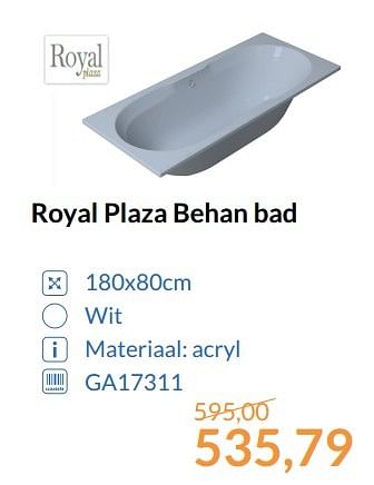 Aanbiedingen Royal plaza behan bad - Royal Plaza - Geldig van 01/06/2017 tot 30/06/2017 bij Sanitairwinkel