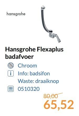 Aanbiedingen Hansgrohe flexaplus badafvoer - Hansgrohe - Geldig van 01/06/2017 tot 30/06/2017 bij Sanitairwinkel
