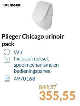 Aanbiedingen Plieger chicago urinoir pack - Plieger - Geldig van 01/06/2017 tot 30/06/2017 bij Sanitairwinkel