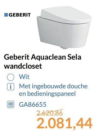 Aanbiedingen Geberit aquaclean sela wandcloset - Geberit - Geldig van 01/06/2017 tot 30/06/2017 bij Sanitairwinkel