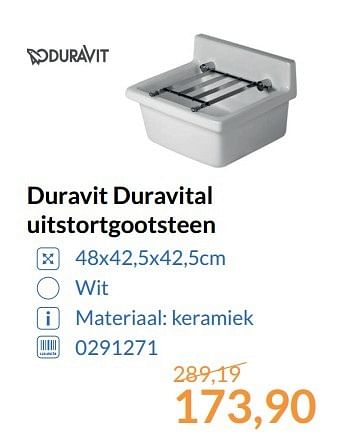 Aanbiedingen Duravit duravital uitstortgootsteen - Duravit - Geldig van 01/06/2017 tot 30/06/2017 bij Sanitairwinkel