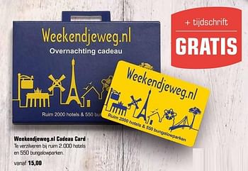 Aanbiedingen Weekendjeweg.nl cadeau card - Huismerk - Primera - Geldig van 29/05/2017 tot 18/06/2017 bij Primera
