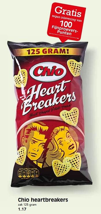 Aanbiedingen Chio heartbreakers - Chio - Geldig van 28/05/2017 tot 03/06/2017 bij Em-té