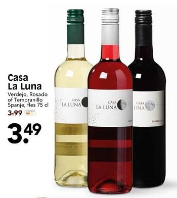 Aanbiedingen Casa la luna verdejo, rosado of tempranillo spanje - Rosé wijnen - Geldig van 28/05/2017 tot 03/06/2017 bij Em-té