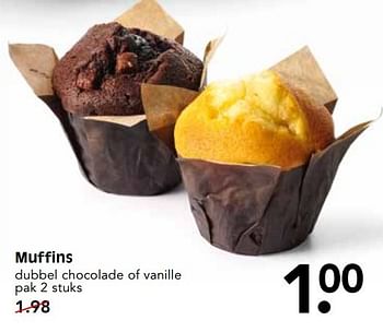 Aanbiedingen Muffins dubbel chocolade of vanille - Huismerk - Em-té - Geldig van 28/05/2017 tot 03/06/2017 bij Em-té