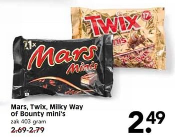 Aanbiedingen Mars, twix, milky way of bounty mini`s - Mars Snacks - Geldig van 28/05/2017 tot 03/06/2017 bij Em-té