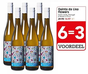 Aanbiedingen Quinta da lixa flowers vinho verde, portugal - Witte wijnen - Geldig van 28/05/2017 tot 03/06/2017 bij Em-té