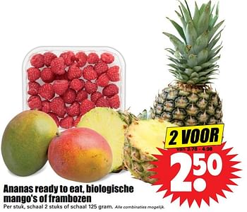 Aanbiedingen Ananas ready to eat, biologische mango`s of frambozen - Huismerk - Dirk - Geldig van 28/05/2017 tot 03/06/2017 bij Lekker Doen