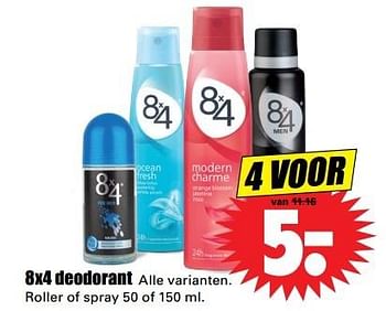 Aanbiedingen 8x4 deodorant roller of spray - 8x4 - Geldig van 28/05/2017 tot 03/06/2017 bij Lekker Doen