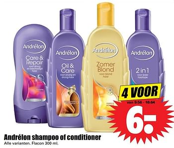 Aanbiedingen Andrélon shampoo of conditioner - Andrelon - Geldig van 28/05/2017 tot 03/06/2017 bij Lekker Doen