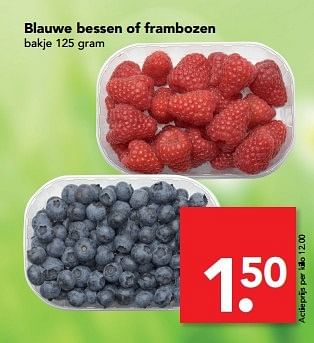 Aanbiedingen Blauwe bessen of frambozen - Huismerk deen supermarkt - Geldig van 28/05/2017 tot 05/06/2017 bij Deen Supermarkten