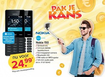 Aanbiedingen Nokia 150 - Nokia - Geldig van 29/05/2017 tot 04/06/2017 bij Kijkshop