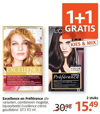 Aanbiedingen Excellence crème goudblond 07.3 - L'Oreal Paris - Geldig van 29/05/2017 tot 04/06/2017 bij Etos