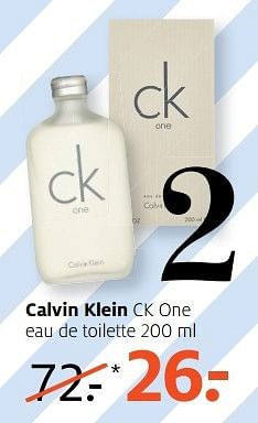 Aanbiedingen Calvin klein ck one eau de toilette - Calvin Klein - Geldig van 29/05/2017 tot 04/06/2017 bij Etos