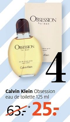 Aanbiedingen Calvin klein obsession eau de toilette - Calvin Klein - Geldig van 29/05/2017 tot 04/06/2017 bij Etos