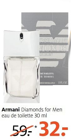 Aanbiedingen Armani diamonds for men eau de toilette - Armani - Geldig van 29/05/2017 tot 04/06/2017 bij Etos