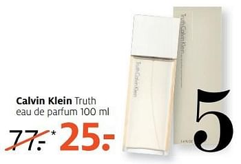 Aanbiedingen Calvin klein truth eau de parfum - Calvin Klein - Geldig van 29/05/2017 tot 04/06/2017 bij Etos