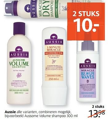Aanbiedingen Aussome volume shampoo - Aussie - Geldig van 29/05/2017 tot 04/06/2017 bij Etos