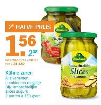 Aanbiedingen Ambachtelijke slices augurk - Kühne - Geldig van 29/05/2017 tot 05/06/2017 bij Albert Heijn
