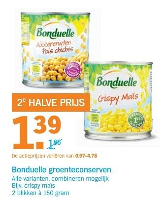 Aanbiedingen Bonduelle groenteconserven,crispy maïs - Bonduelle - Geldig van 29/05/2017 tot 05/06/2017 bij Albert Heijn