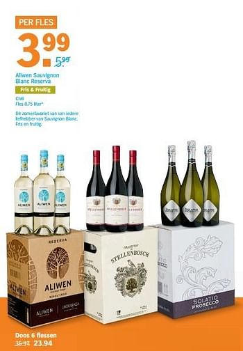 Aanbiedingen Aliwen sauvignon blanc reserva - Witte wijnen - Geldig van 29/05/2017 tot 05/06/2017 bij Albert Heijn