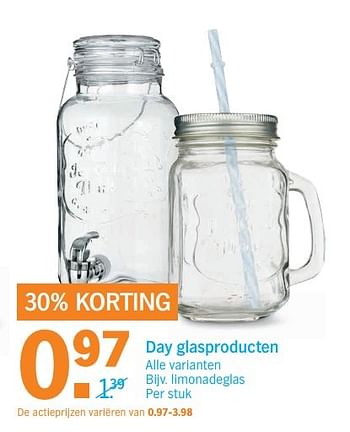 Aanbiedingen Day glasproducten, limonadeglas - Huismerk - Albert Heijn - Geldig van 29/05/2017 tot 05/06/2017 bij Albert Heijn