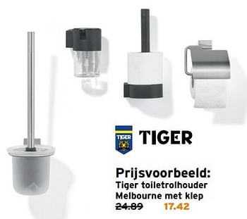 Aanbiedingen Tiger toiletrolhouder melbourne met klep - Tiger - Geldig van 29/05/2017 tot 05/06/2017 bij Gamma