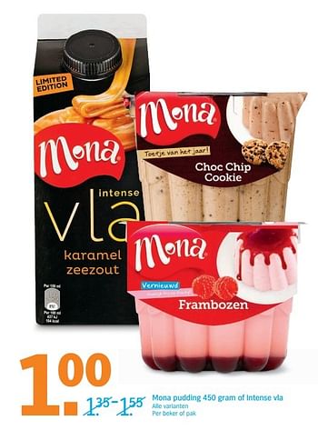 Aanbiedingen Mona pudding of intense vla - Mona - Geldig van 29/05/2017 tot 05/06/2017 bij Albert Heijn