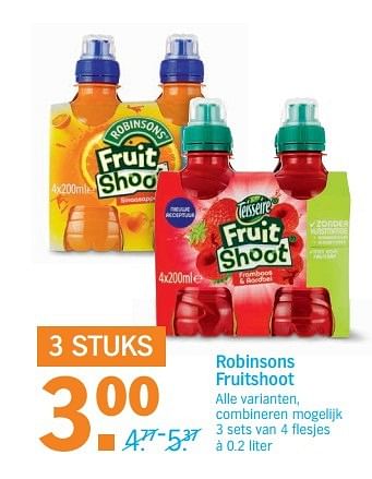 Aanbiedingen Robinsons fruitshoot - Robinsons - Geldig van 29/05/2017 tot 05/06/2017 bij Albert Heijn