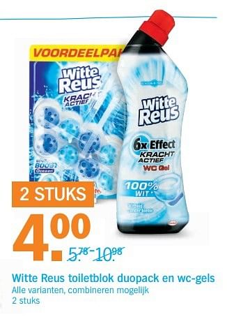 Aanbiedingen Witte reus toiletblok duopack en wc-gels - Witte reus - Geldig van 29/05/2017 tot 05/06/2017 bij Albert Heijn