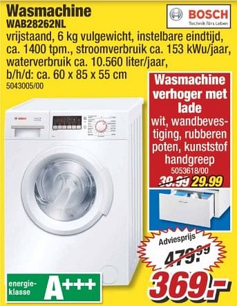 Aanbiedingen Bosch wasmachine wab28262nl - Bosch - Geldig van 29/05/2017 tot 04/06/2017 bij Poco