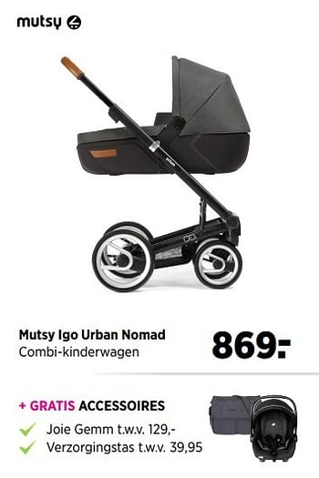Aanbiedingen Mutsy igo urban nomad combi-kinderwagen - Mutsy - Geldig van 28/05/2017 tot 19/06/2017 bij Babypark