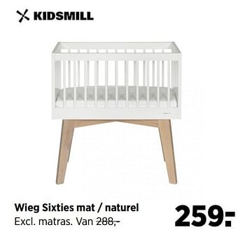 Aanbiedingen Wieg sixties mat - naturel excl. matras - Kidsmill - Geldig van 28/05/2017 tot 19/06/2017 bij Babypark