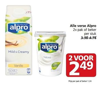 Aanbiedingen Alle verse alpro - Alpro Soya - Geldig van 29/05/2017 tot 05/06/2017 bij Jan Linders