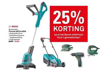 Aanbiedingen Bosch trimmer art24 400w - Bosch - Geldig van 29/05/2017 tot 05/06/2017 bij Karwei