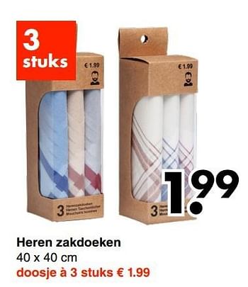 Aanbiedingen Heren zakdoeken - Huismerk - Wibra - Geldig van 29/05/2017 tot 10/06/2017 bij Wibra