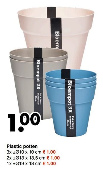 Aanbiedingen Plastic potten - Huismerk - Wibra - Geldig van 29/05/2017 tot 10/06/2017 bij Wibra