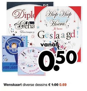 Aanbiedingen Wenskaart diverse dessins - Huismerk - Wibra - Geldig van 29/05/2017 tot 10/06/2017 bij Wibra