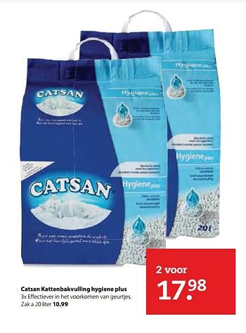 Aanbiedingen Catsan kattenbakvulling hygiene plus - Catsan - Geldig van 29/05/2017 tot 11/06/2017 bij Pets Place