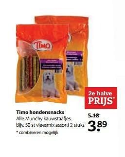 Aanbiedingen Timo hondensnacks - Timo - Geldig van 29/05/2017 tot 11/06/2017 bij Boerenbond