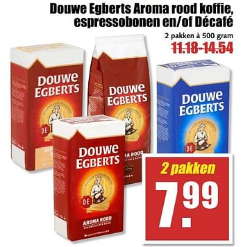 Aanbiedingen Douwe egberts aroma rood koffie, espressobonen en-of décafé - Douwe Egberts - Geldig van 29/05/2017 tot 03/06/2017 bij MCD Supermarkten