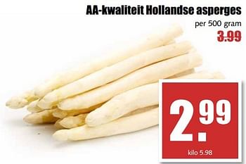 Aanbiedingen Aa-kwaliteit hollandse asperges - Huismerk - MCD Supermarkten - Geldig van 29/05/2017 tot 03/06/2017 bij MCD Supermarkten