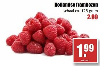 Aanbiedingen Hollandse frambozen - Huismerk - MCD Supermarkten - Geldig van 29/05/2017 tot 03/06/2017 bij MCD Supermarkten