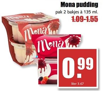 Aanbiedingen Mona pudding - Mona - Geldig van 29/05/2017 tot 03/06/2017 bij MCD Supermarkten