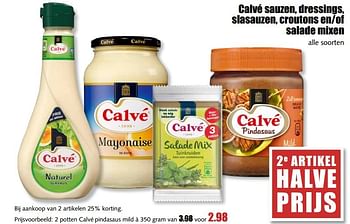 Aanbiedingen 2 potten calvé pindasaus mild - Calve - Geldig van 29/05/2017 tot 03/06/2017 bij MCD Supermarkten