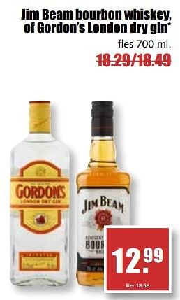 Aanbiedingen Im beam bourbon whiskey, of gordon`s london dry gin - Huismerk - MCD Supermarkten - Geldig van 29/05/2017 tot 03/06/2017 bij MCD Supermarkten