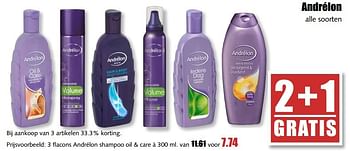 Aanbiedingen 3 flacons andrélon shampoo oil + care - Andrelon - Geldig van 29/05/2017 tot 03/06/2017 bij MCD Supermarkten