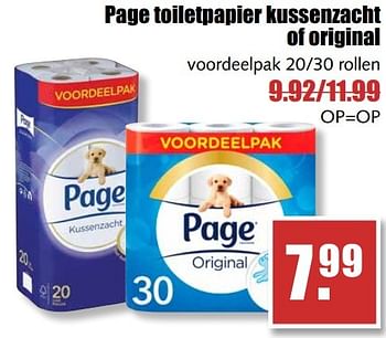 Aanbiedingen Page toiletpapier kussenzacht of original - Page - Geldig van 29/05/2017 tot 03/06/2017 bij MCD Supermarkten