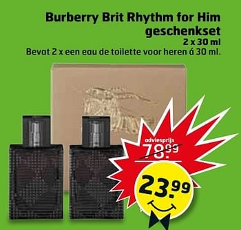 Aanbiedingen Burberry brit rhythm for him geschenkset - Burberry Brit - Geldig van 30/05/2017 tot 04/06/2017 bij Trekpleister